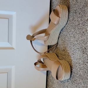 Marc Fisher Nude Tan Espadrille Platform Sandals